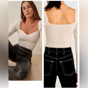Reformation Sweetheart Thin Ribbed Knit Sweater - Size Medium - NWT